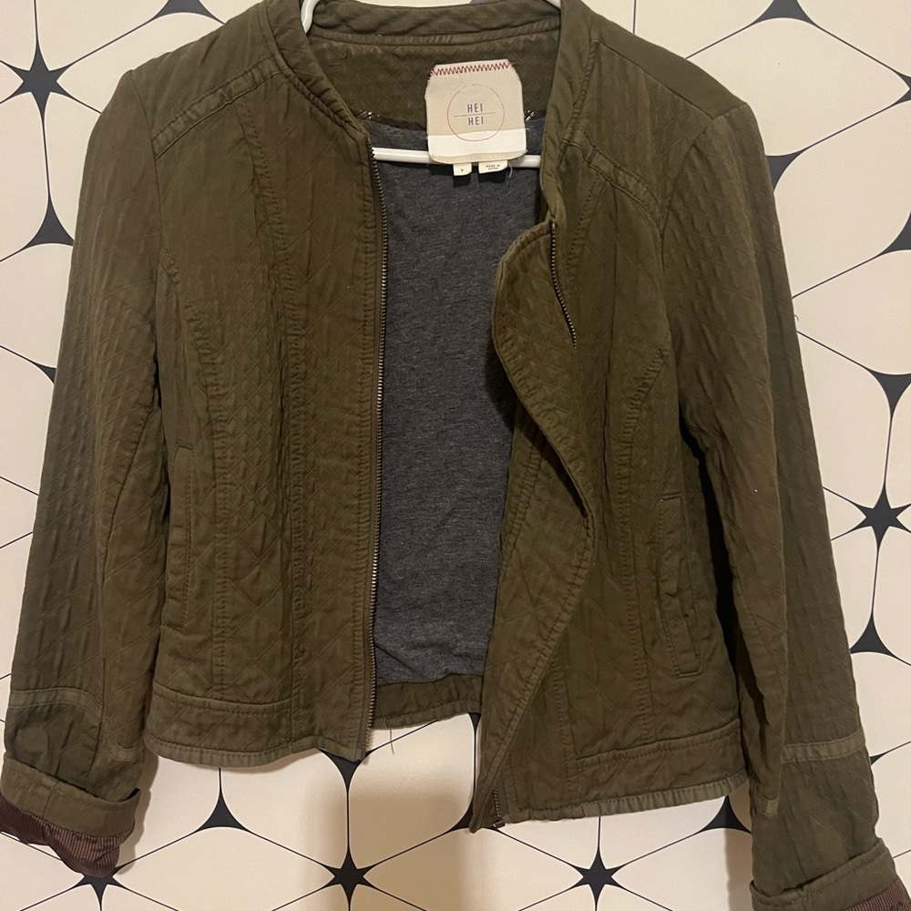 Evereve Khaki Quilted Utility Jacket